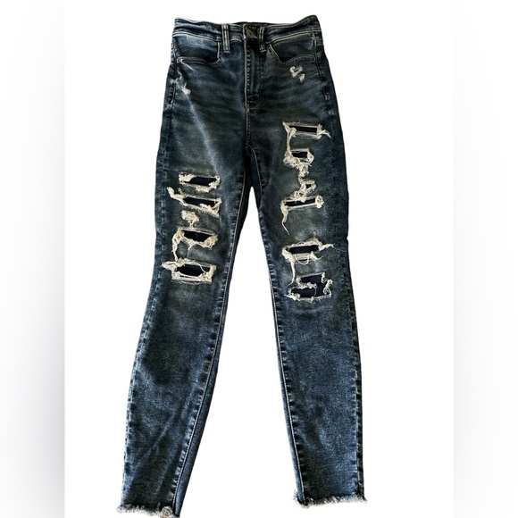 Woman’s distressed American 🇺🇸 Eagle 🦅 high waisted skinny jeans 👖 - Picture 1 of 7